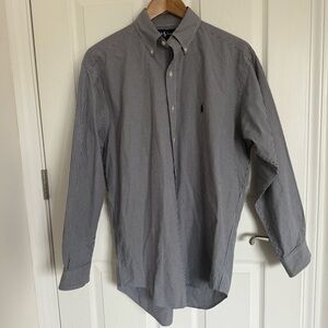 Ralph Lauren Men's Navy Micro-Check Long Sleeve Button-Down Blake Shirt Size S